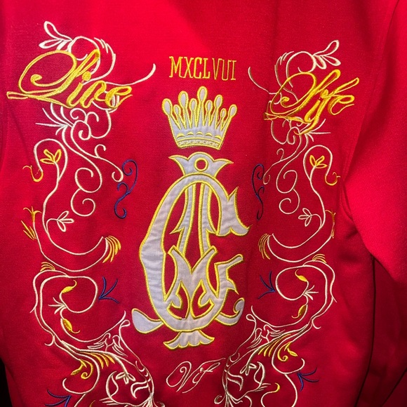 Christian Audigier Red Zip Up Sweater